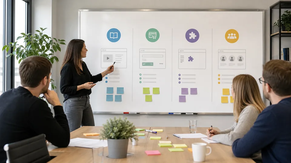 Entscheidungsmatrix fuer COACHY Alternativen nach Kursbereich, Checkout, WordPress und Academy
