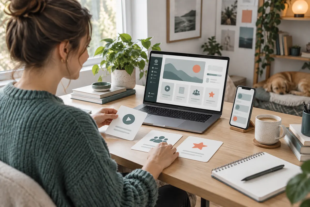 Creator plant auf einem Laptop einen Mitgliederbereich für Kurse, Community und Bonusmaterial