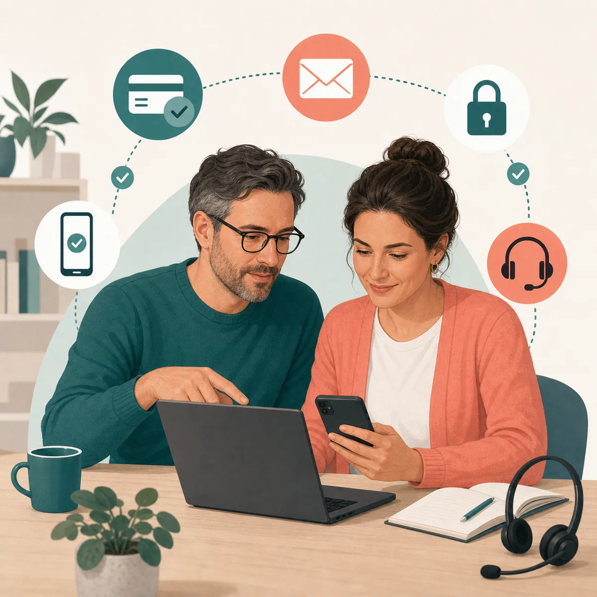 Kursanbieter und Testperson prüfen Zahlung, Zugang, E-Mail und mobile Darstellung vor dem Launch